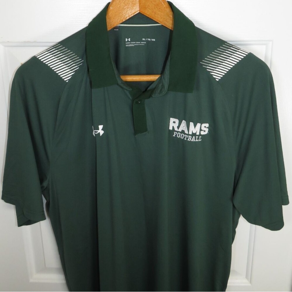 Under Armour Colorado State Rams Football Polo Shirt Green Size XL Loose Fit